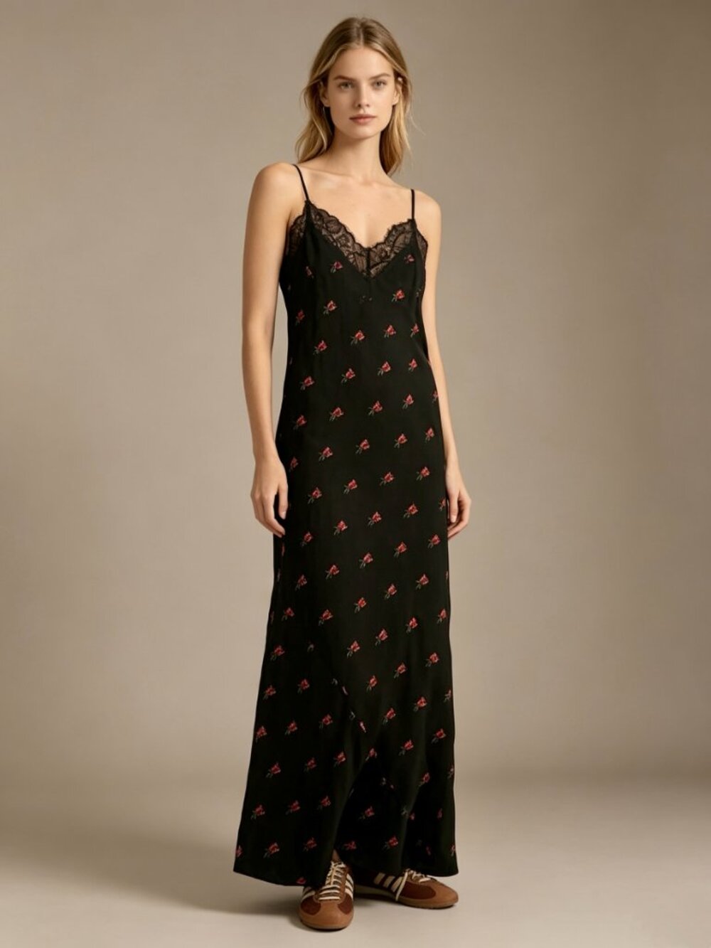 NWOT Farm Rio Embroidered Floral Lace Maxi Dress Size L V-Neck